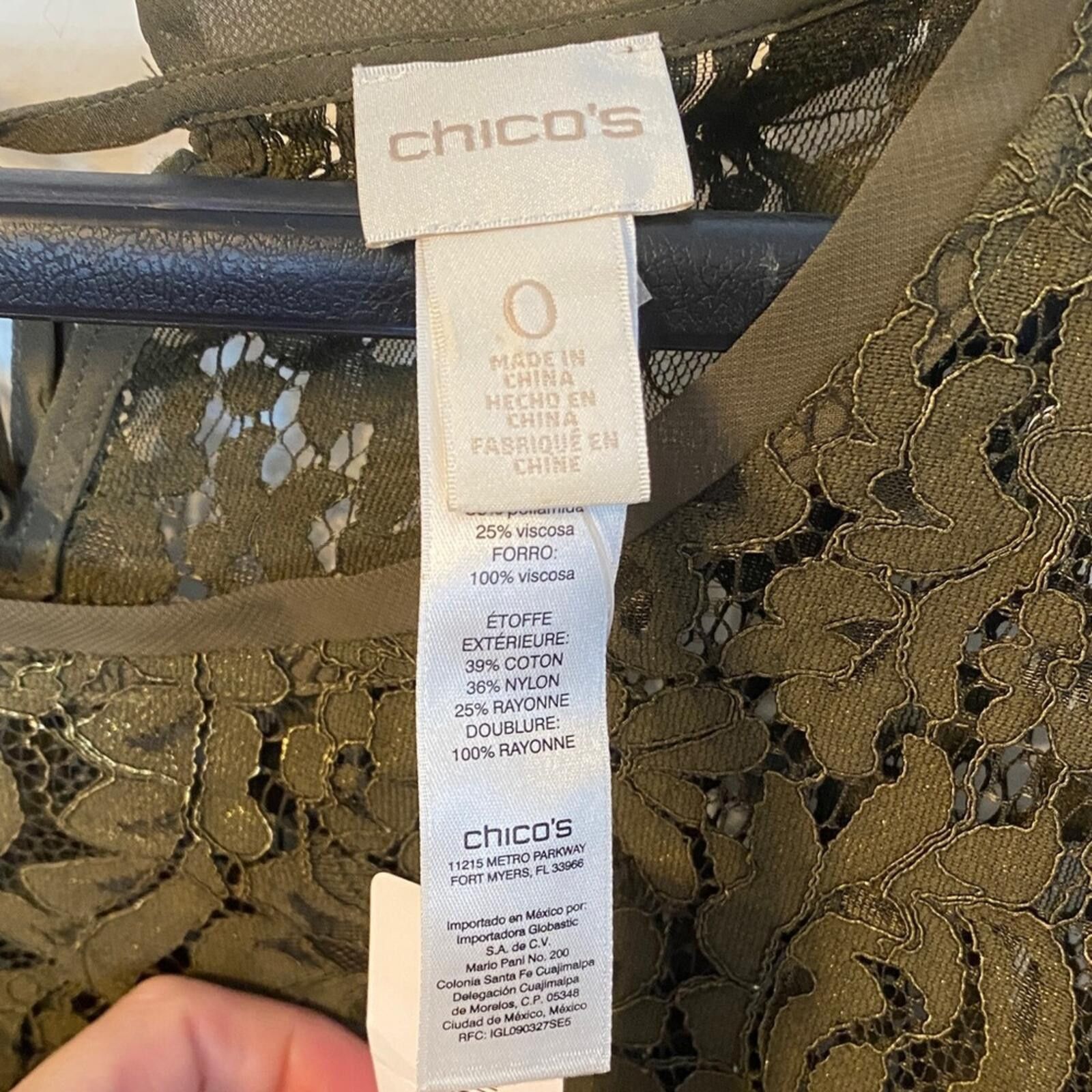 Chicos Chicos Olive Foiled Lace Top Size Large Size L / US 10 / IT 46 - 3 Thumbnail