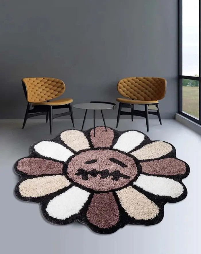 Handmade 100cm 3D Handmade Smiley Flower Art Soft Rug Size ONE SIZE - 1 Thumbnail