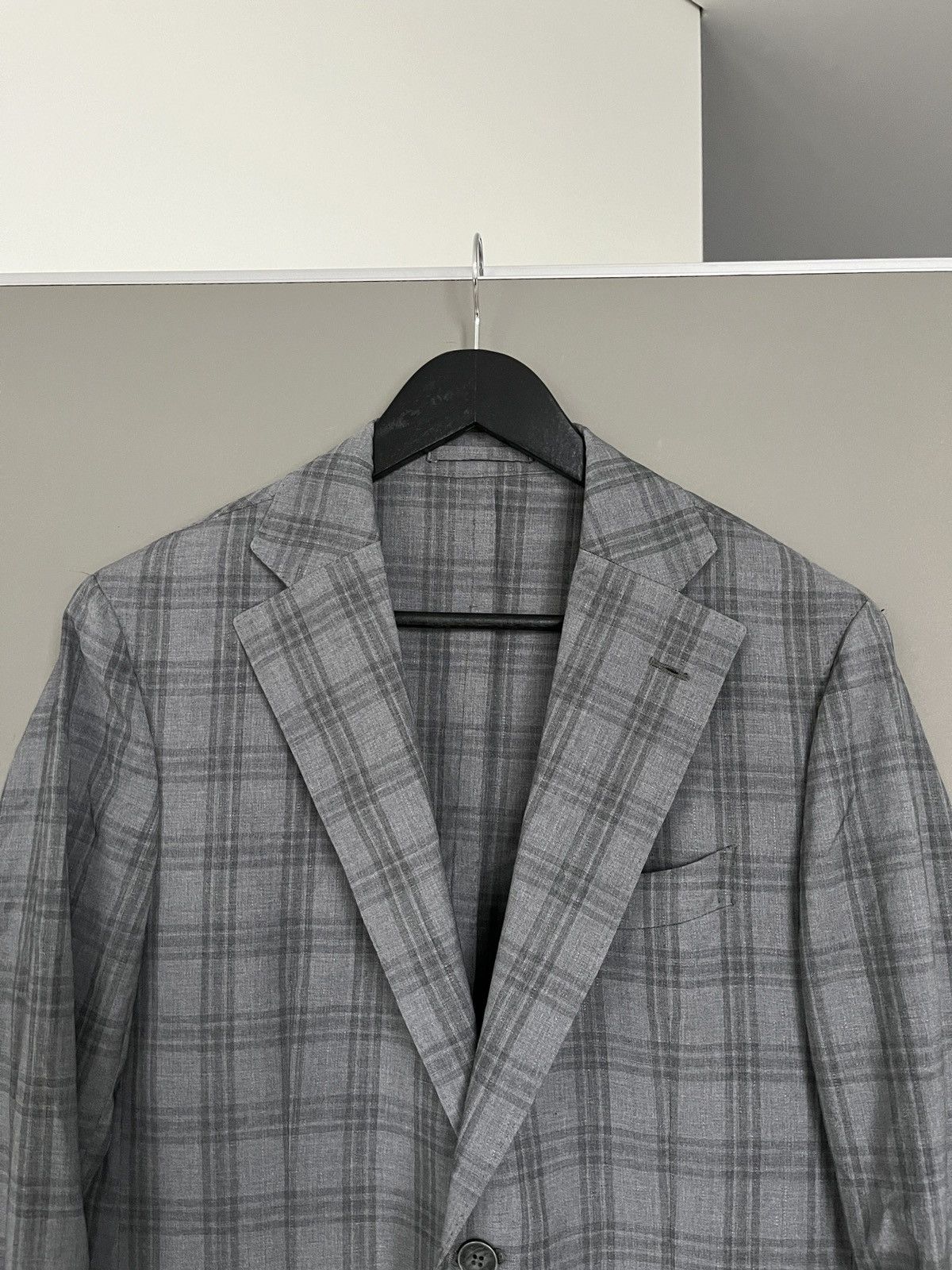 L.B.M. 1911 L.B.M 1911 Gray Check Plaid Wool Blazer Size 50R - 2 Thumbnail