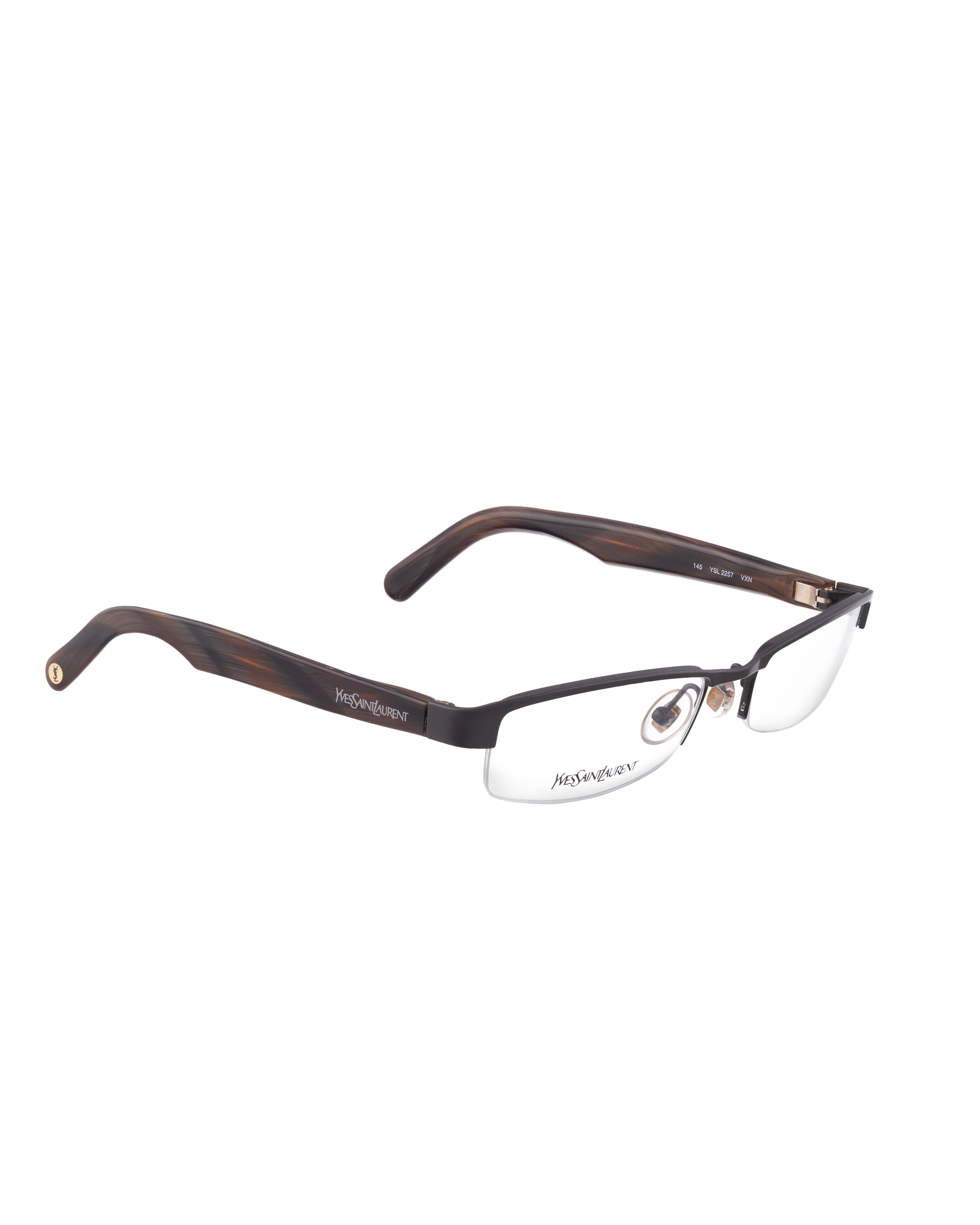 Saint Laurent Paris Yves Saint Laurent 00s Half Rim Deep Chocolate Glasses Size ONE SIZE - 1 Thumbnail