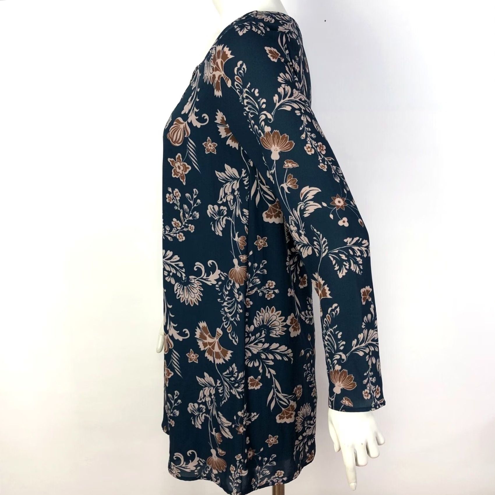 Anthropologie Everly Anthropologie Tunic Shirt Dress Floral Blouse Zip Back Blue Green XS Women's Sleeveless Size XS / US 0-2 / IT 36-38 - 4 Thumbnail