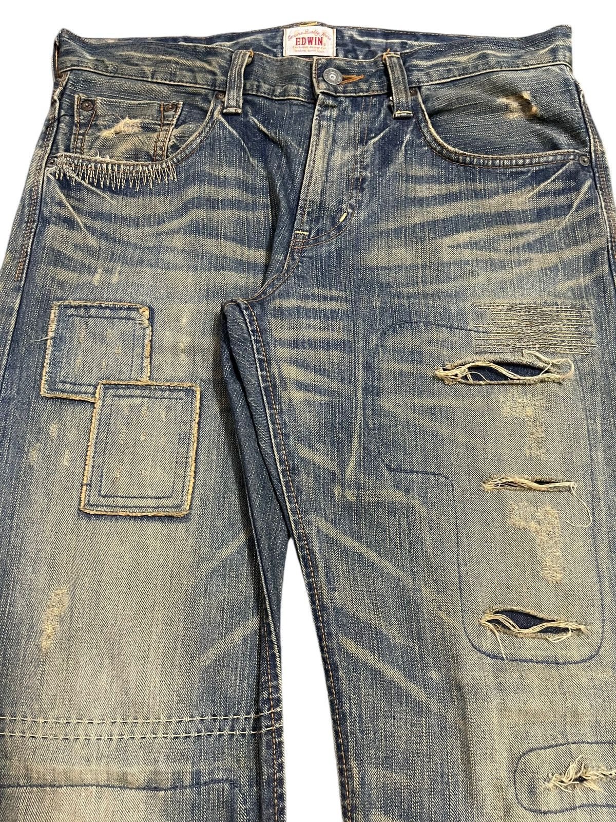 Edwin Edwin XV Exclusive Vintage Faded Wash Distressed Baggy Jeans Size US 34 / EU 50 - 4 Thumbnail