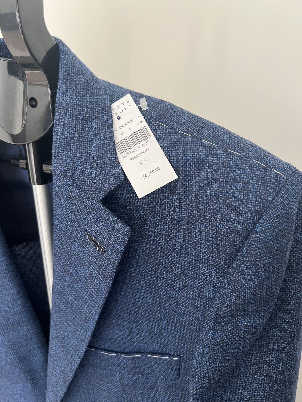 Brioni Brioni Mens 42L US / 52L IT Blue Textured Wool Blazer Jacket Size 42L - 3 Thumbnail
