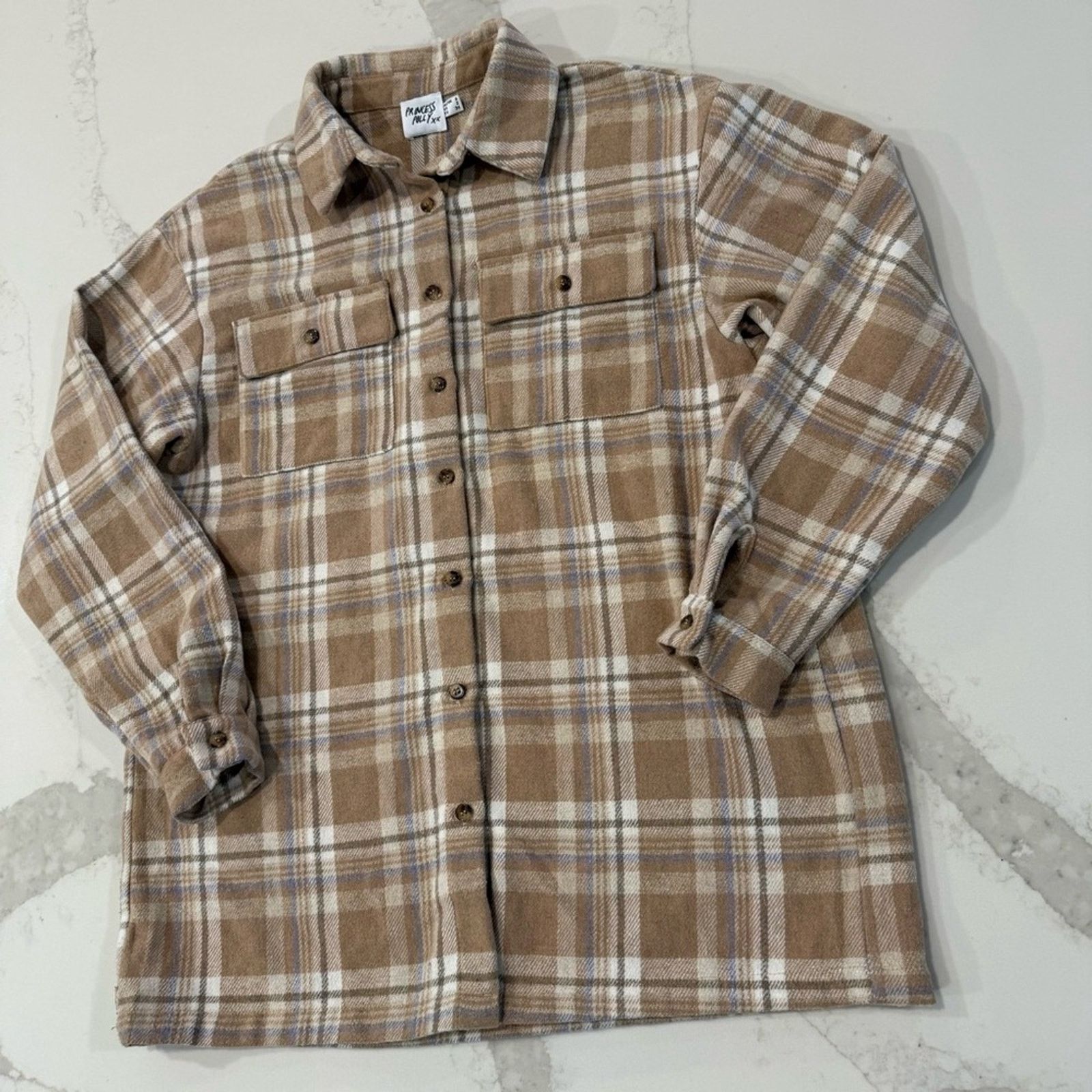 PRINCESS POLLY Princess Polly Mila Plaid Flannel Button Up Shirt Women’s 2 Size XS / US 0-2 / IT 36-38 - 2 Thumbnail