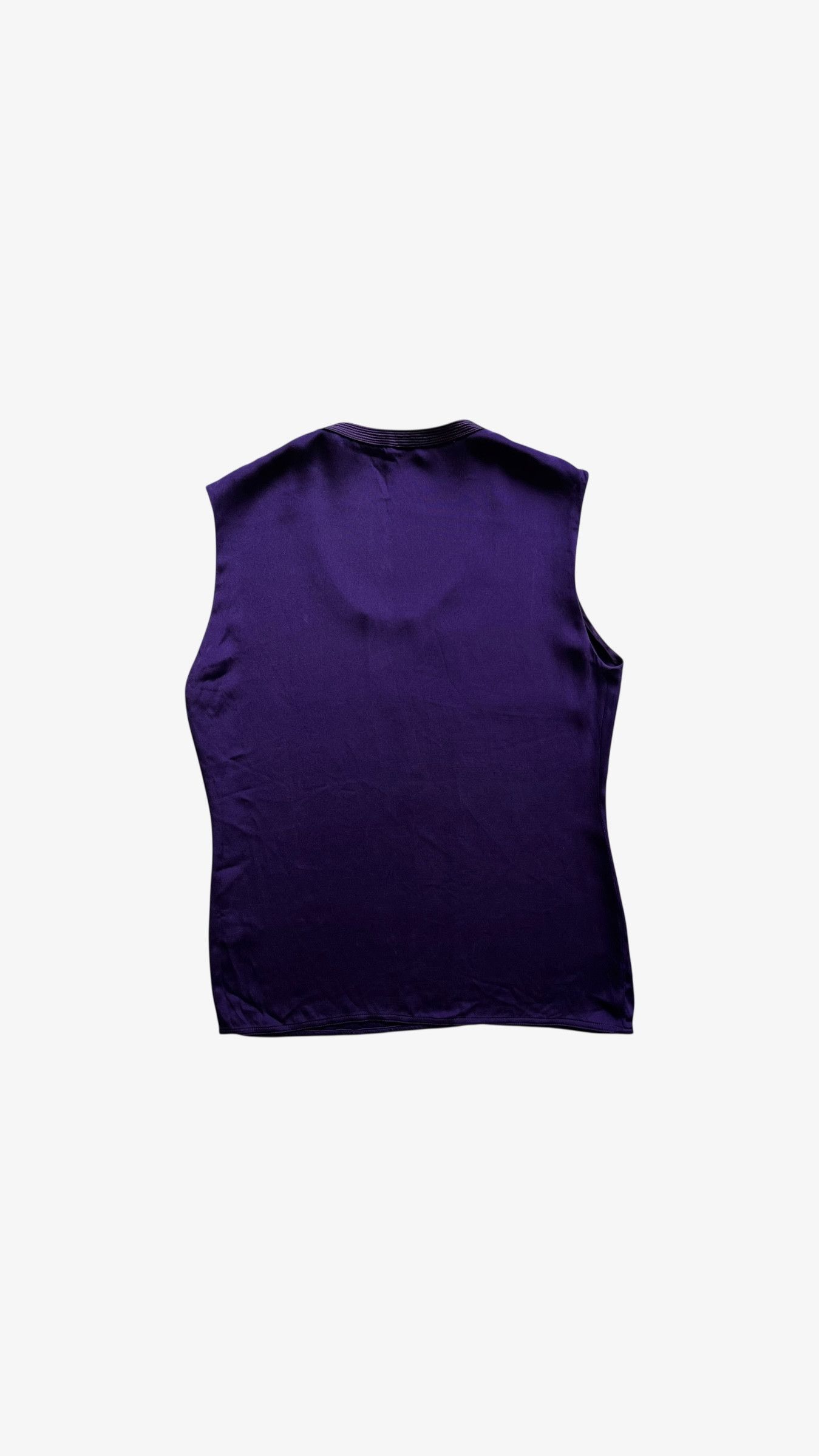 Versace Vintage 80s Women's Gianni Versace Purple Silk Top Size L / US 10 / IT 46 - 3 Thumbnail