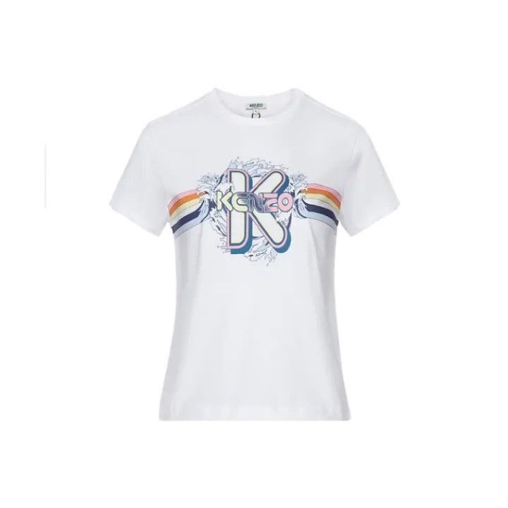 Kenzo KENZO Rainbow Logo Short Sleeve T-shirt for Women -2507 Size S / US 4 / IT 40 - 1 Thumbnail