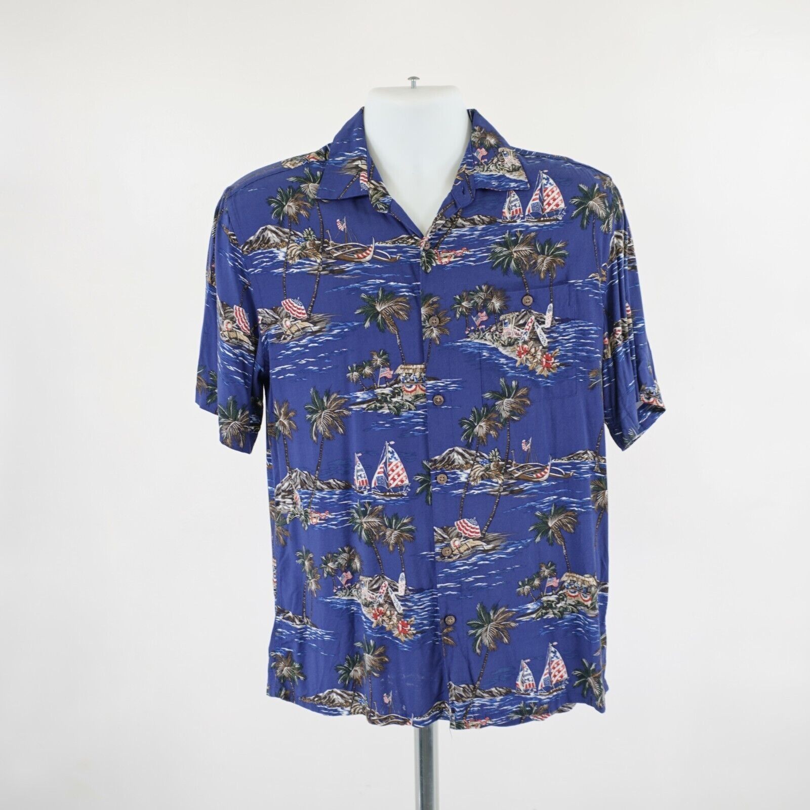 Designer Boca Classics Blue Medium Beach Sailboat Hawaiian Shirt Rayo Size US M / EU 48-50 / 2 - 4 Thumbnail