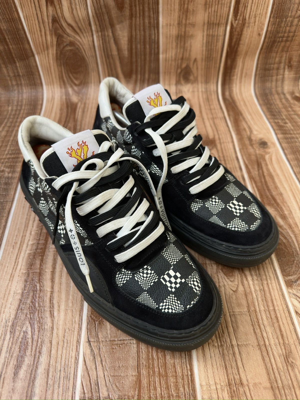 Louis Vuitton LV Ollie Black Plaid Monogram Sneakers Size US 10 / EU 43 - 1 Thumbnail
