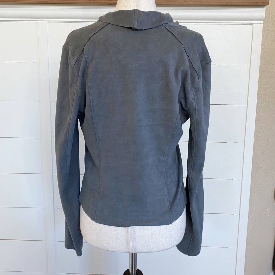 BLANKNYC BLANKNYC Drape Front Suede Asymmetrical Zip Jacket in Grey Size XS / US 0-2 / IT 36-38 - 4 Thumbnail
