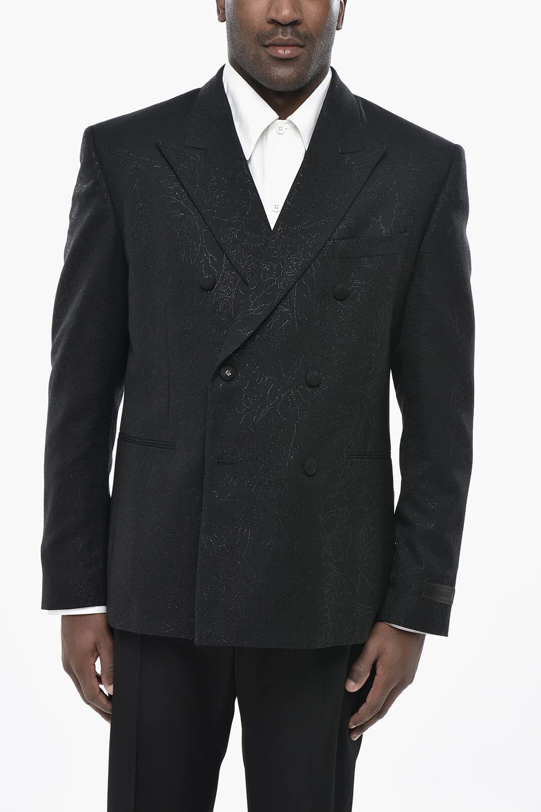 Versace og1mm0426 Virgin Wool Double-Breasted Jacket in Black Size US L / EU 52-54 / 3 - 1 Thumbnail