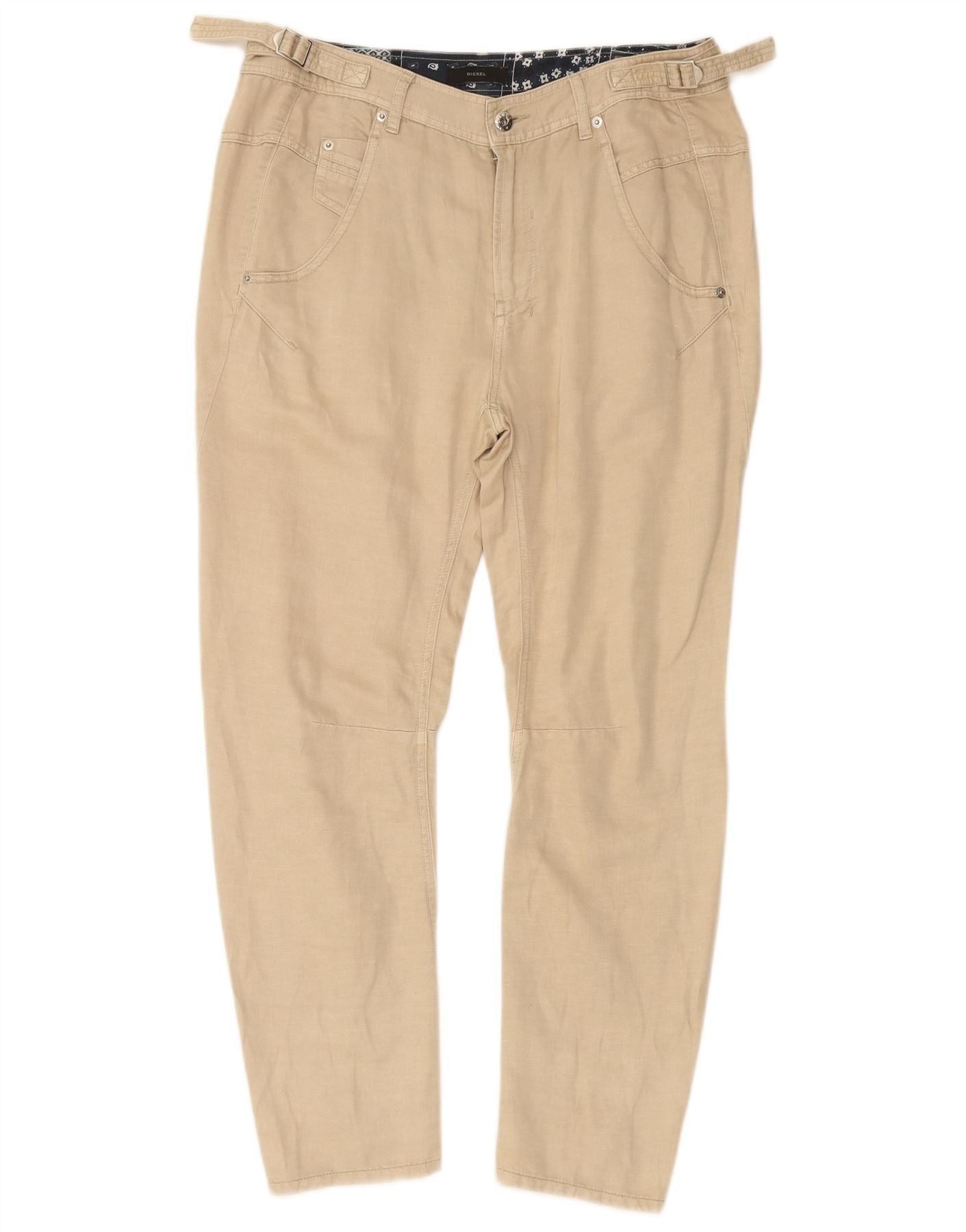 Diesel Mens Slim Casual Trousers W29 L25 Beige Linen Size US 30 / EU 46 - 1 Thumbnail
