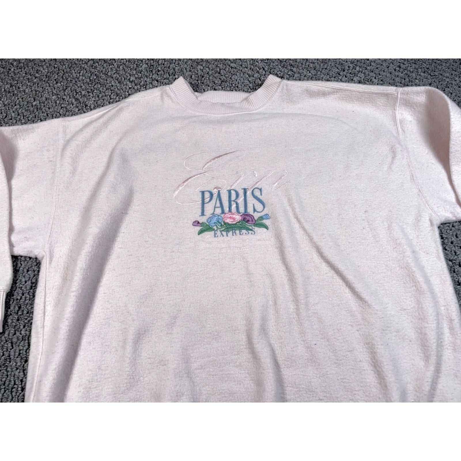 Express VTG Express Oversized Paris Fleece Sweatshirt Women's Medium XL Pink Embroidered Size M / US 6-8 / IT 42-44 - 4 Thumbnail