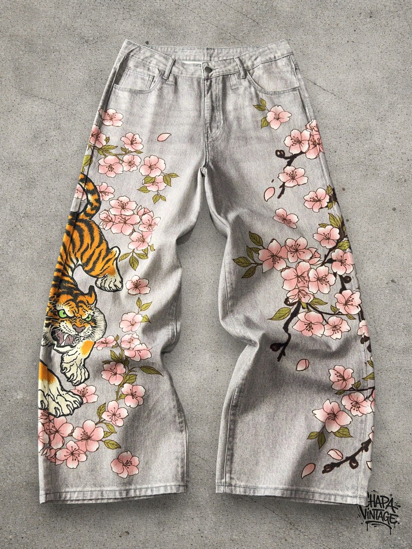 Vintage Anime graphic floral jeans Size US 32 / EU 48 - 1 Thumbnail