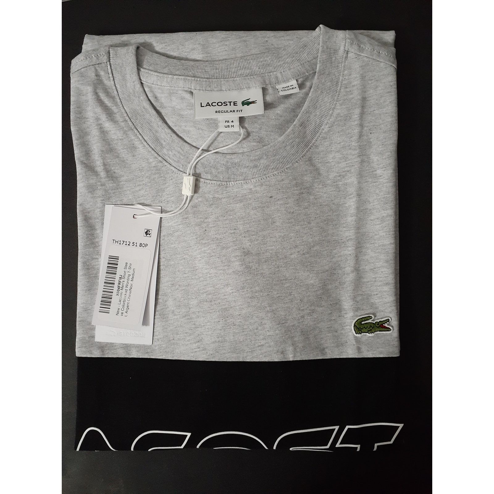 Lacoste Lacoste Men's Short Sleeve Wording T-Shirt Chine/Noir M Size US M / EU 48-50 / 2 - 2 Thumbnail
