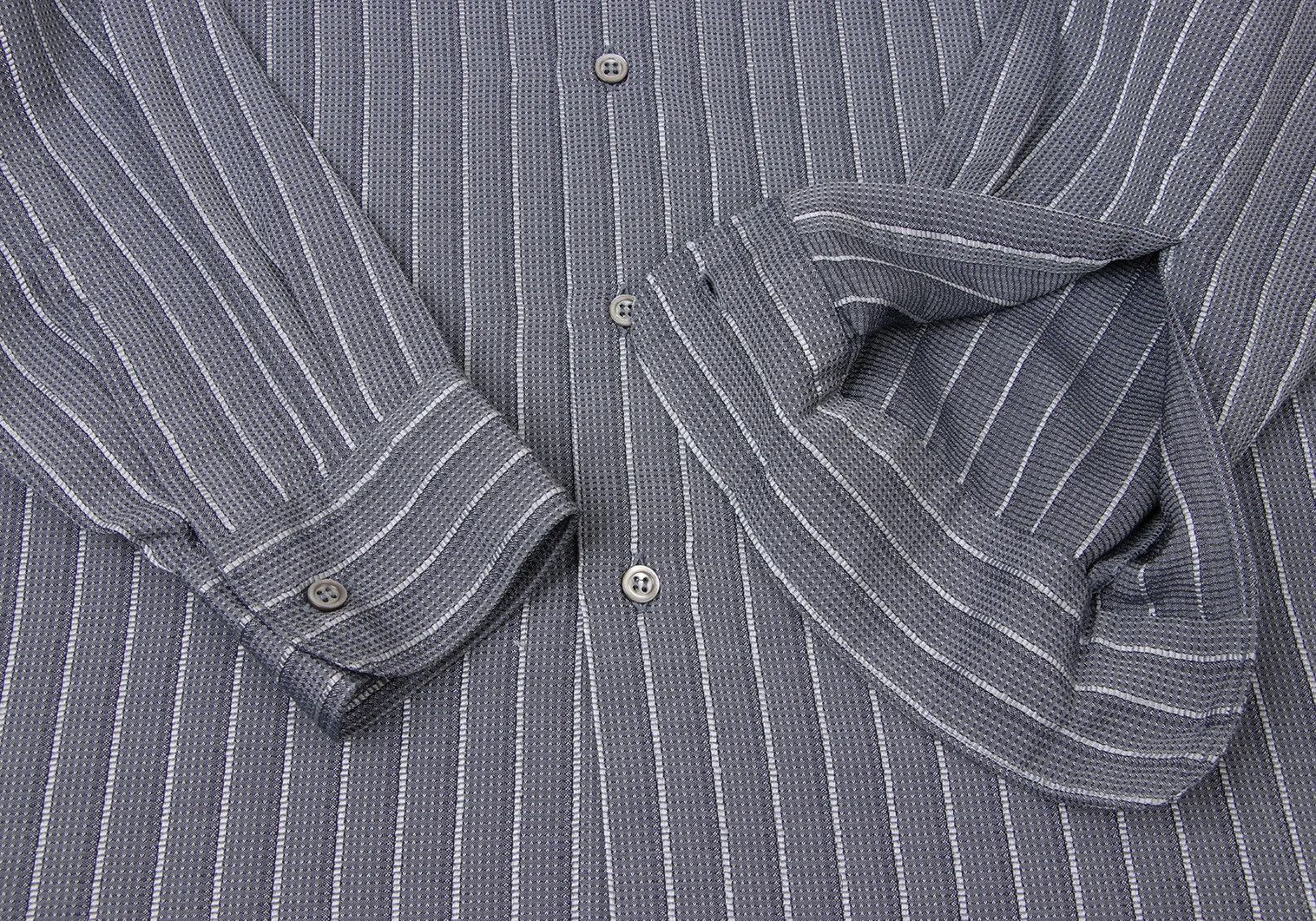 Armani Collezioni Rayon Cotton Stripe Shirt in Gray, Size L Size US XXS / EU 40 - 9 Thumbnail