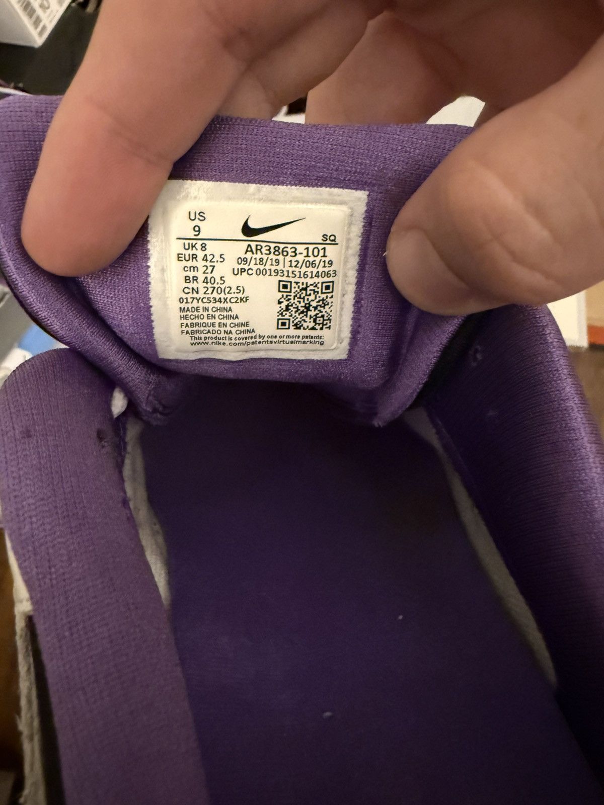 Nike Nike airmax 1 size 9 white & purple Size US 9 / EU 42 - 5 Thumbnail