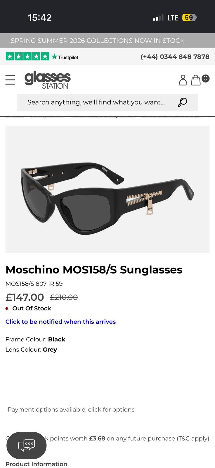 Moschino Moschino avantdarde unisex Zip Detail sunglasses Size ONE SIZE - 1 Thumbnail