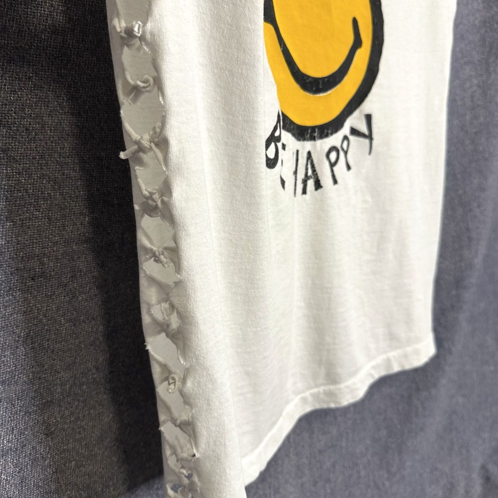 Vintage VINTAGE 90s Don’t Worry Be Happy Smiley Face Sleeveless Tank Top Shirt M Unisex White Cotton Knit Regular Size M Adults Boys Girls Mens Womens Size M / US 6-8 / IT 42-44 - 3 Thumbnail
