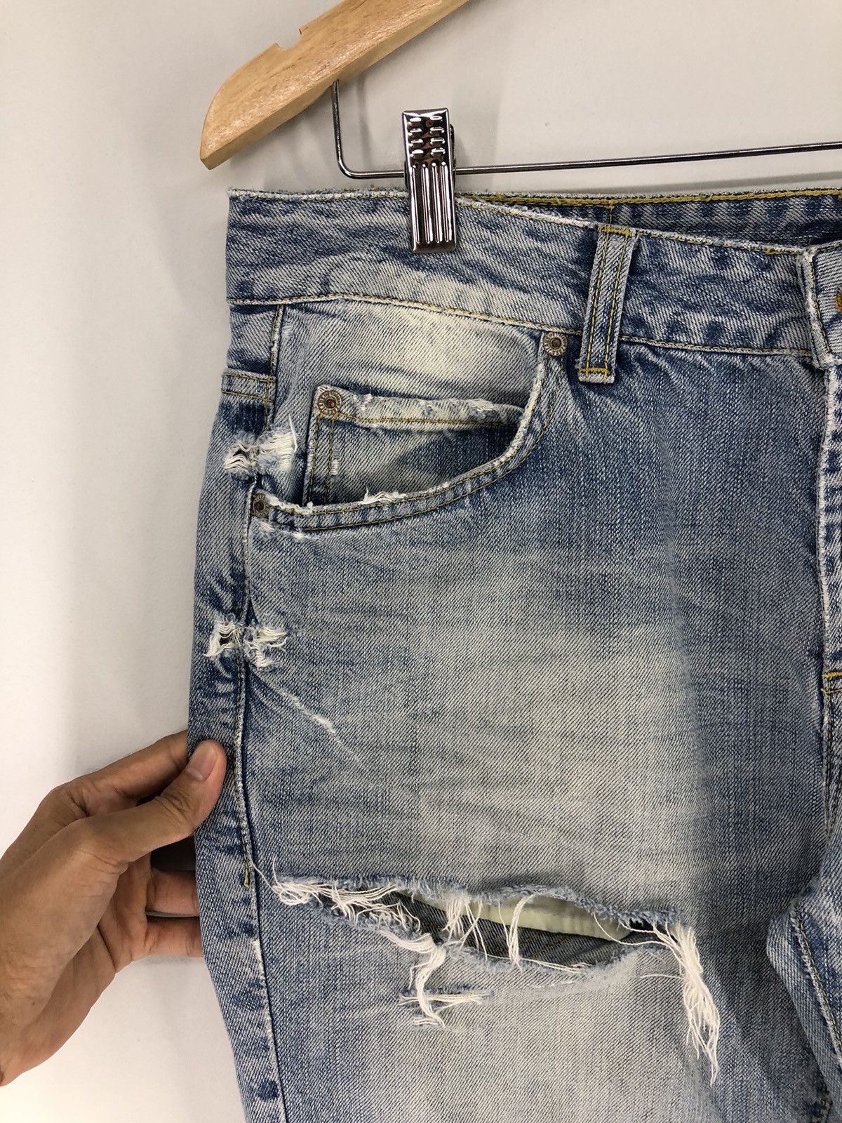 Zara Zara Regular Fit Skull Distressed Faded Blue Jeans Size US 34 / EU 50 - 5 Thumbnail
