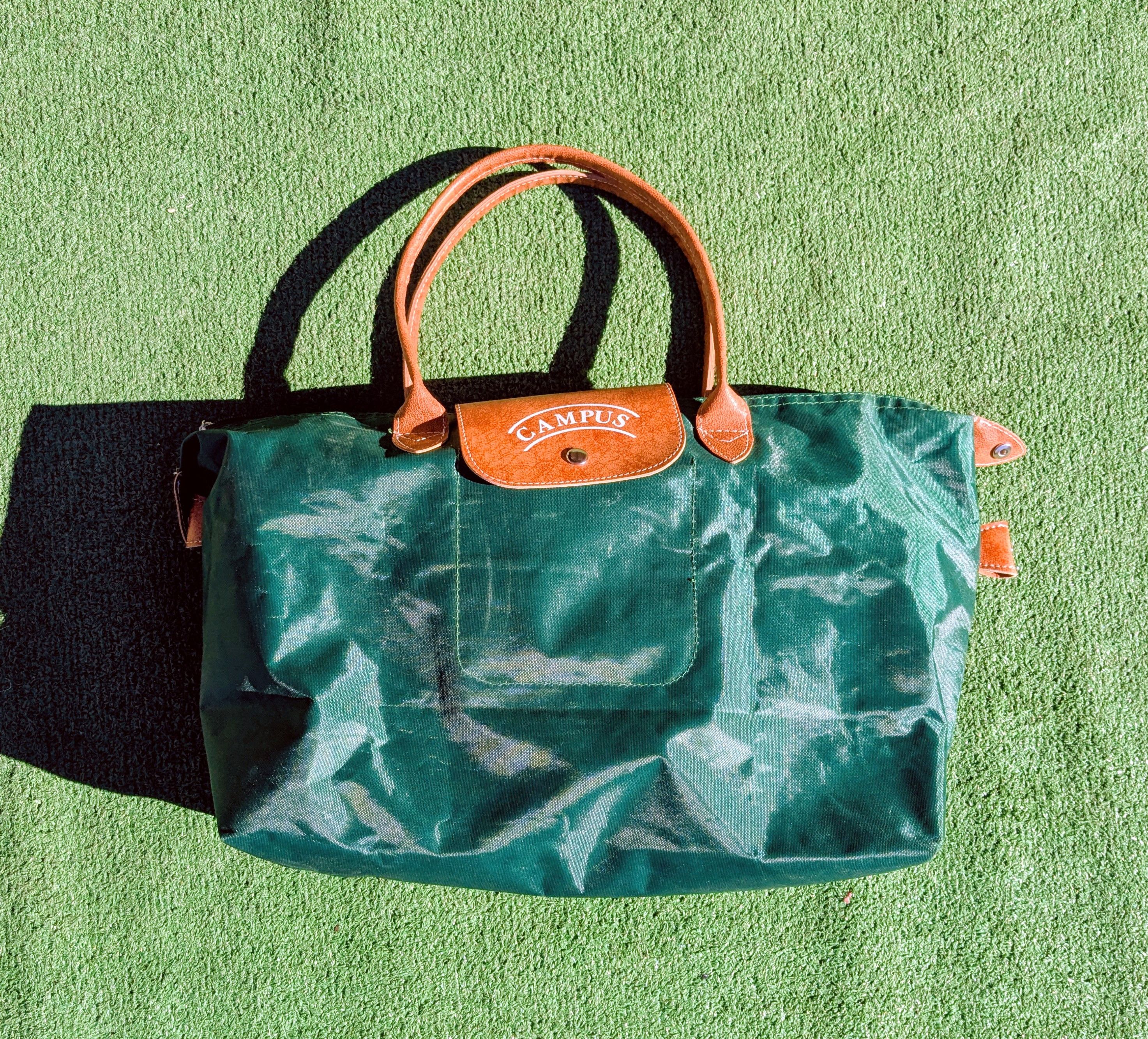 Other Vintage Campus Nylon w/Leather Accents Zip-Up Carry/Tote Bag Size ONE SIZE - 7 Thumbnail