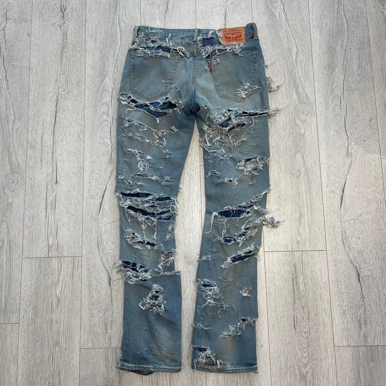 Levi's 🔥CRAZY LEVI’S 504 DISTRESSED HANDMADE DENIM COMING4VEGEANCE Size US 32 / EU 48 - 4 Thumbnail