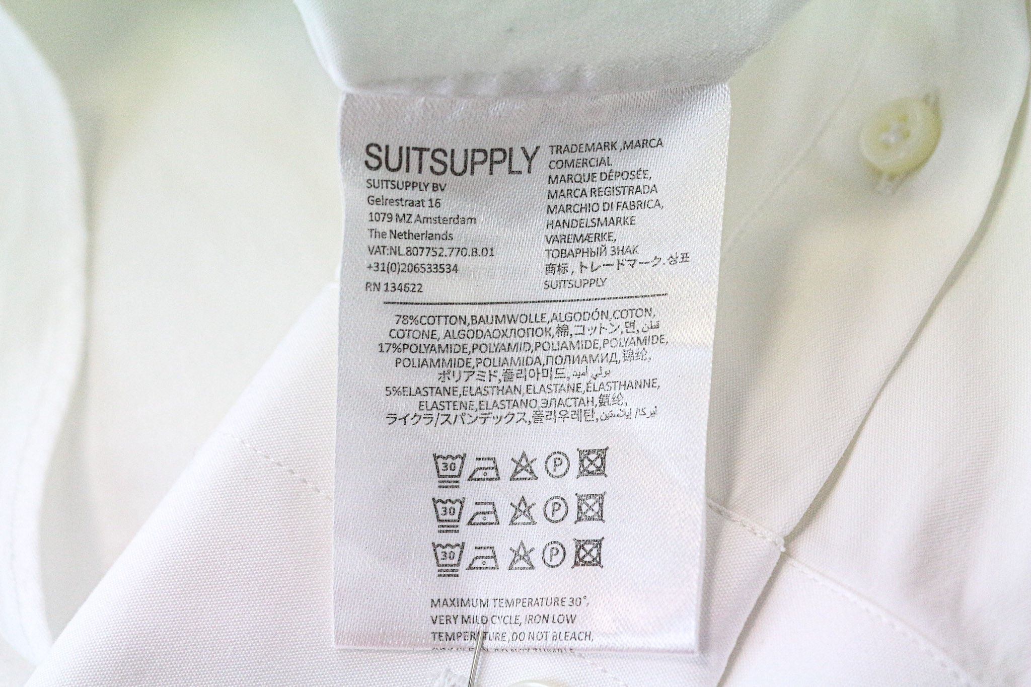 Suitsupply 35/13 1/2 Extra Slim White Stretch Cotton Shirt 76049 Size 36R - 6 Thumbnail