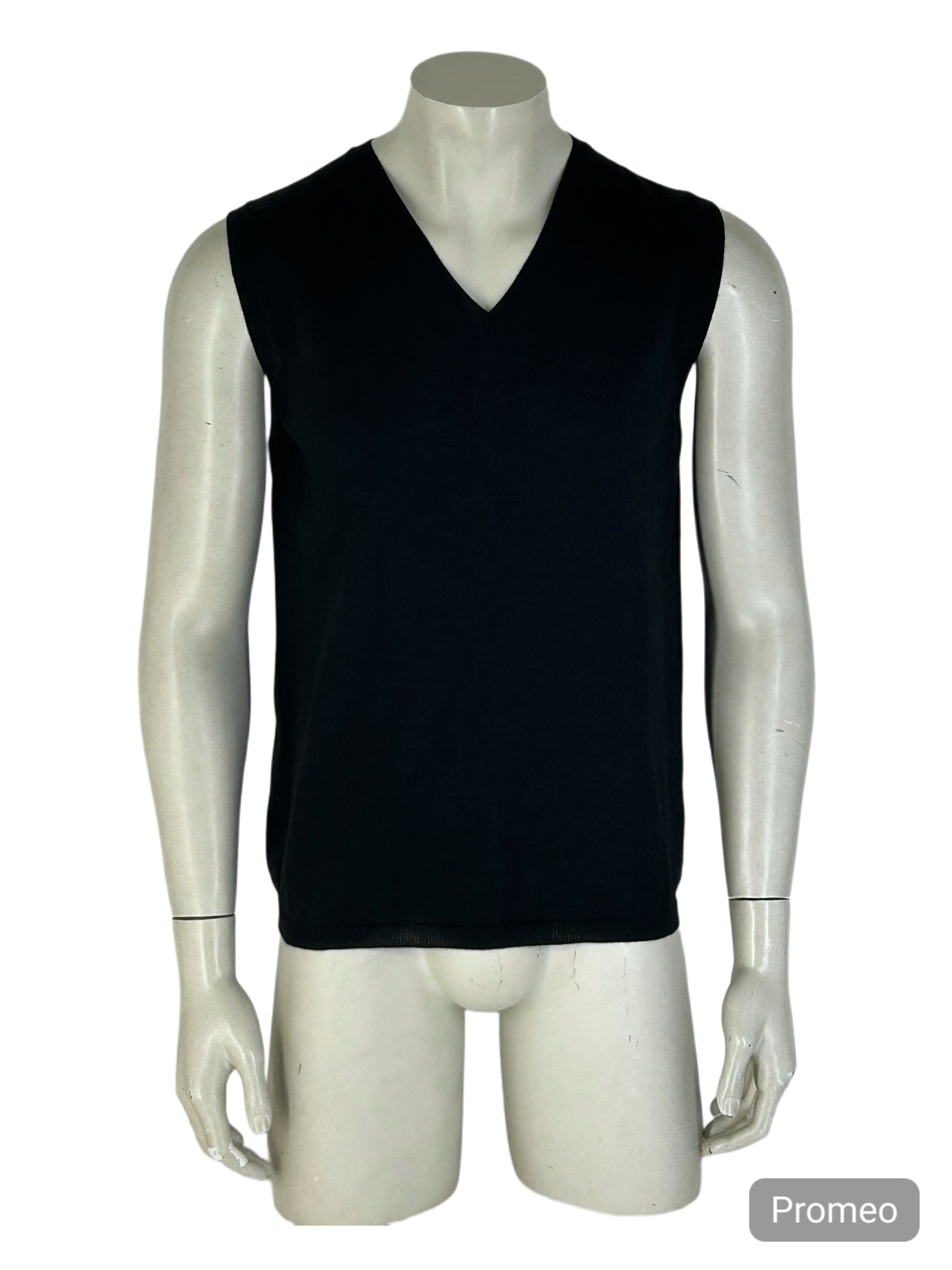 Prada Prada BlackVNeckSleeveless KnitwearStitchTabbedGrosGrainLogo Size US L / EU 52-54 / 3 - 1 Thumbnail