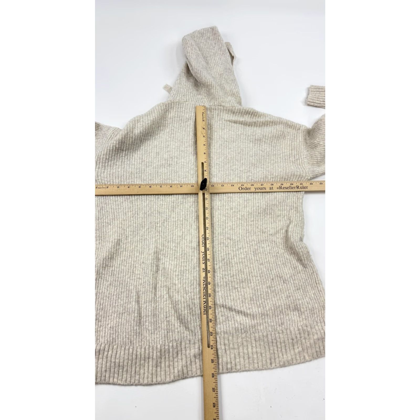 Lou & Grey Lou & Grey Sweater Hoodie Womens Small Beige Pullover V-Neck Rib Knit Knitwear Long Sleeve Hooded Cozy Size S / US 4 / IT 40 - 6 Thumbnail