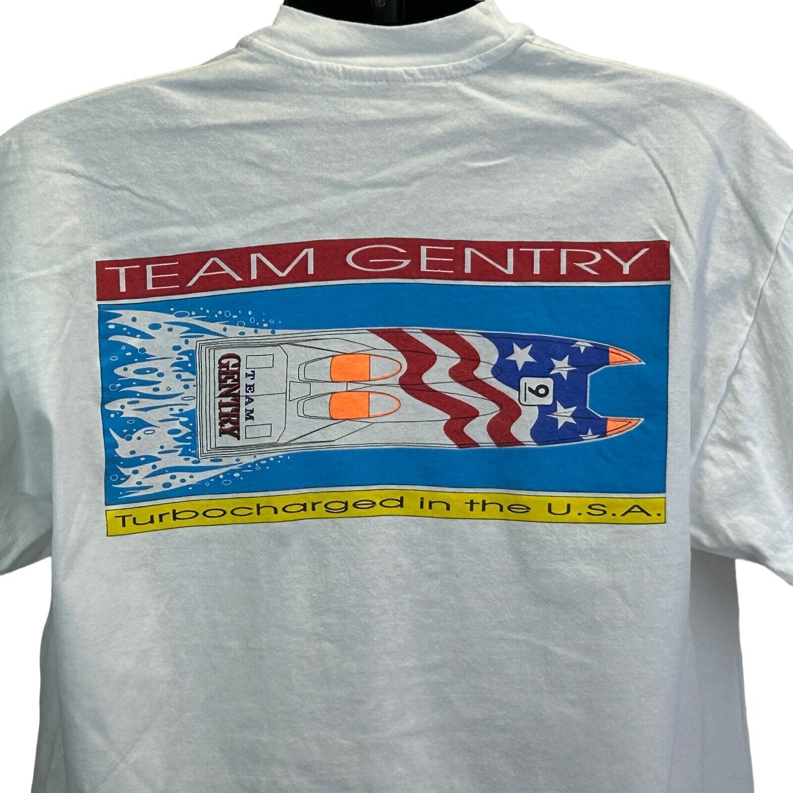 image of Hanes Team Tom Gentry Vintage 90's T Shirt XL Offshore Racing Usa in White, Men's