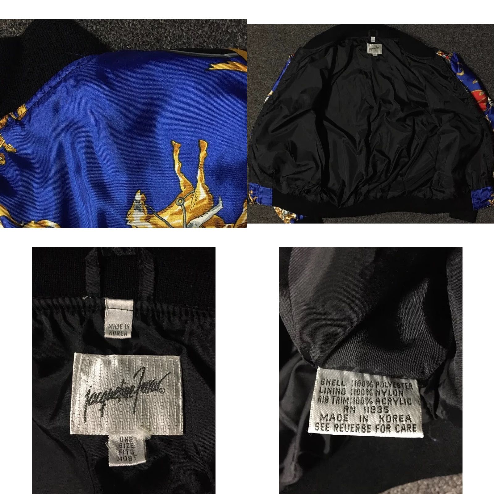 Vintage VINTAGE Baroque Bomber Jacket L Women Blue 80s 90s Talon Zipper Abstract Art Designer Horses Grunge OP Size L / US 10 / IT 46 - 8 Thumbnail