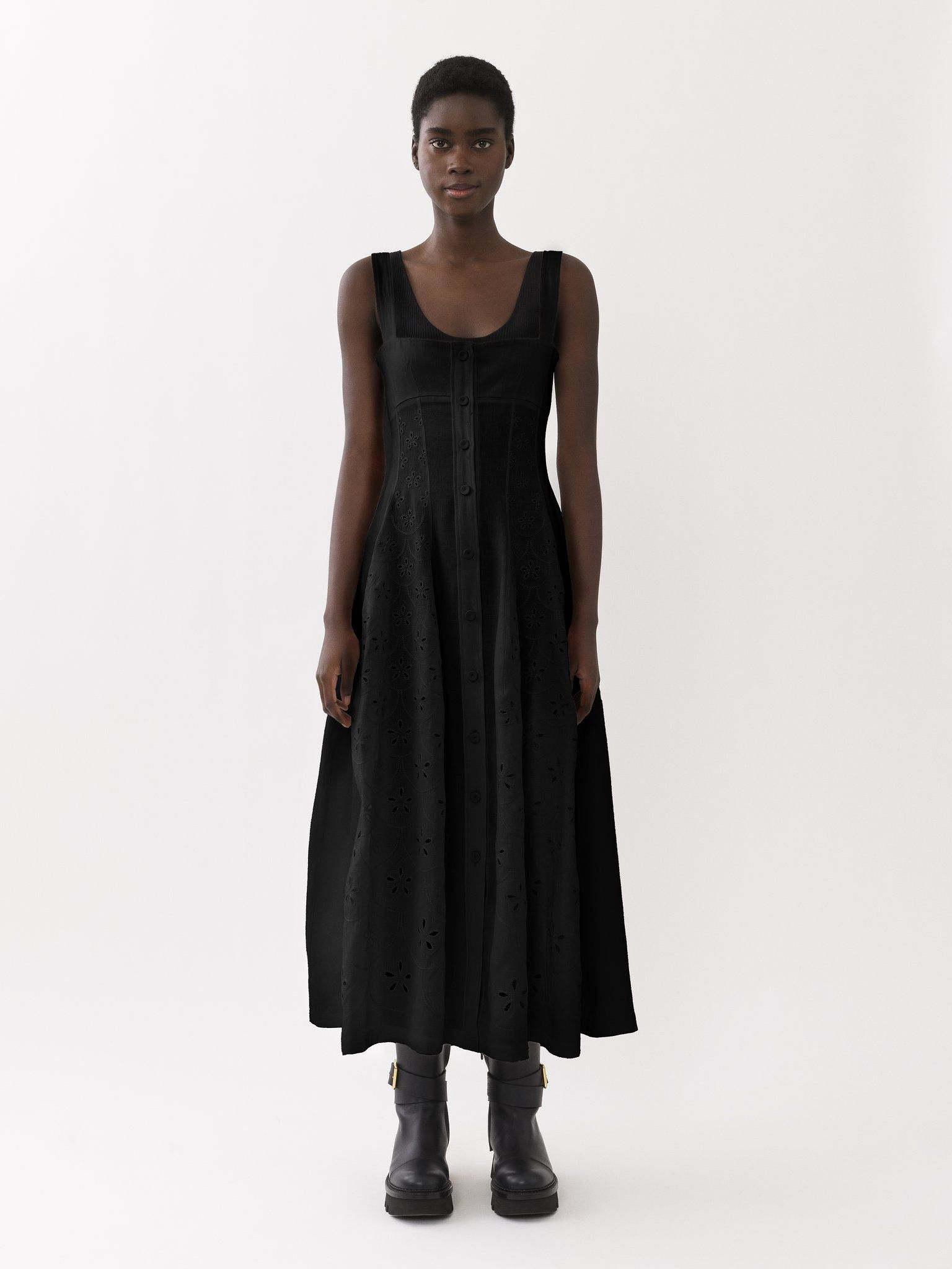 Chloe o1y0825 Midi Dress in Black Size M / US 6-8 / IT 42-44 - 4 Thumbnail