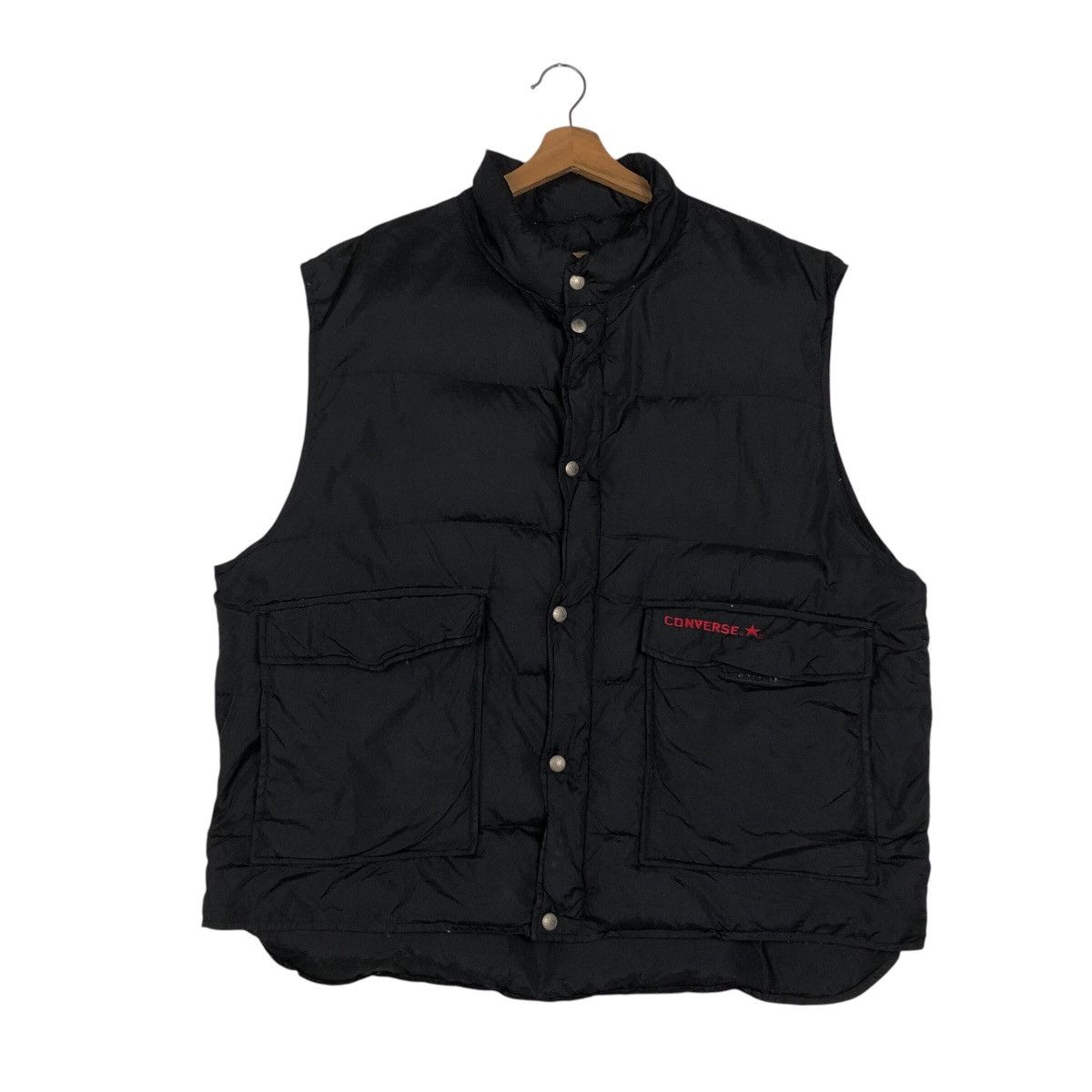 Japanese Brand 📌Vintage Biker Puffer Vest Jacket Converse Big Logo Size US XXL / EU 58 / 5 - 2 Thumbnail