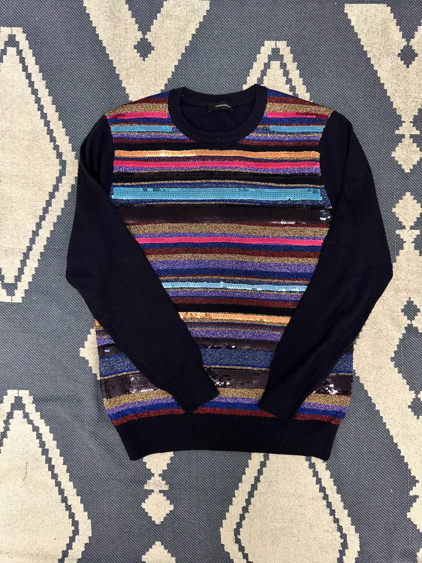 Dsquared2 DSQUARED2 Men's Heavy Sequin Knit Sweatshirt K18 Size US M / EU 48-50 / 2 - 1 Thumbnail