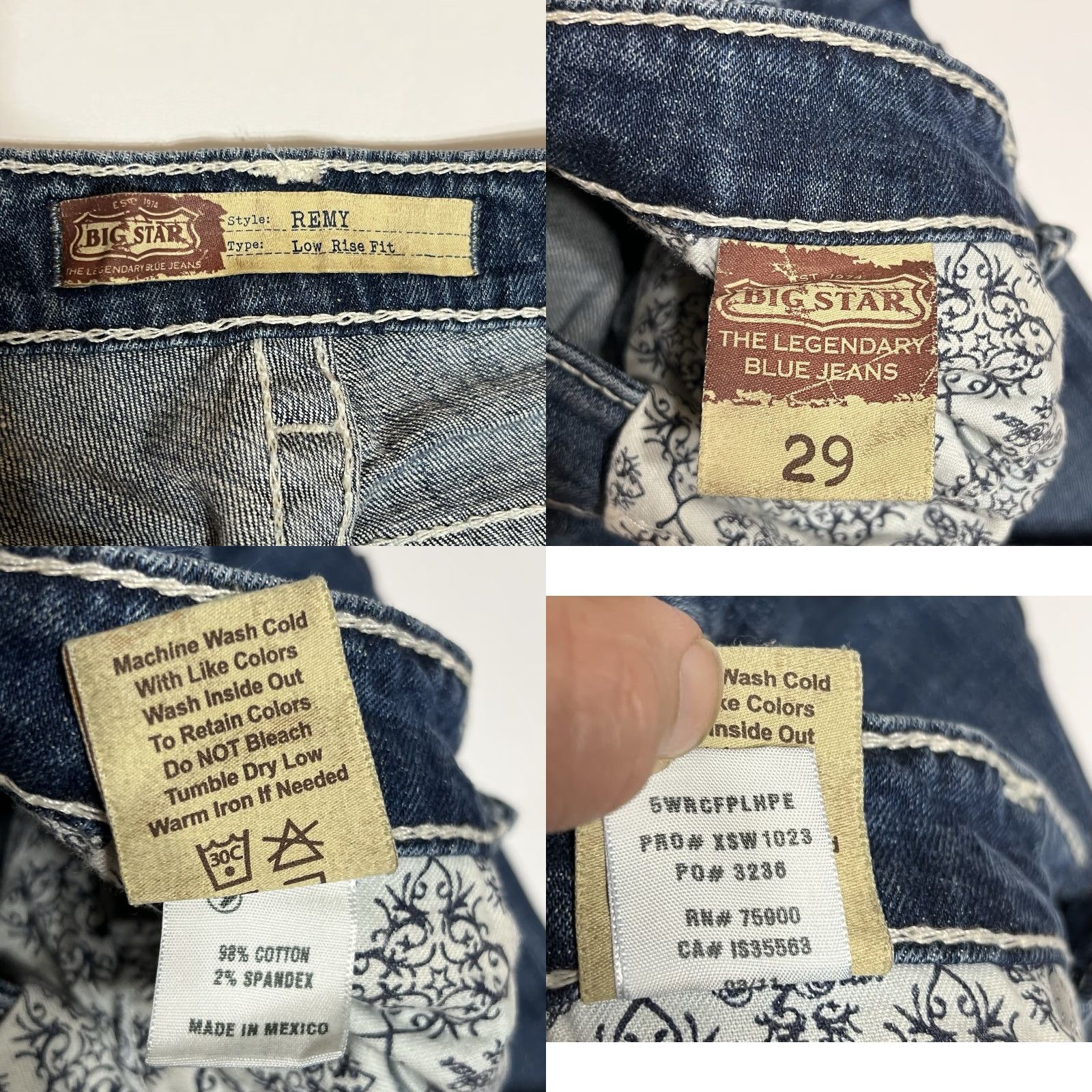Vintage BIG STAR Jeans Capri Womens 32x24 Blue Denim Low Rise Cropped 5-Pocket Embroidered Vintage? No Size 24" / US 00 / IT 34 - 8 Thumbnail