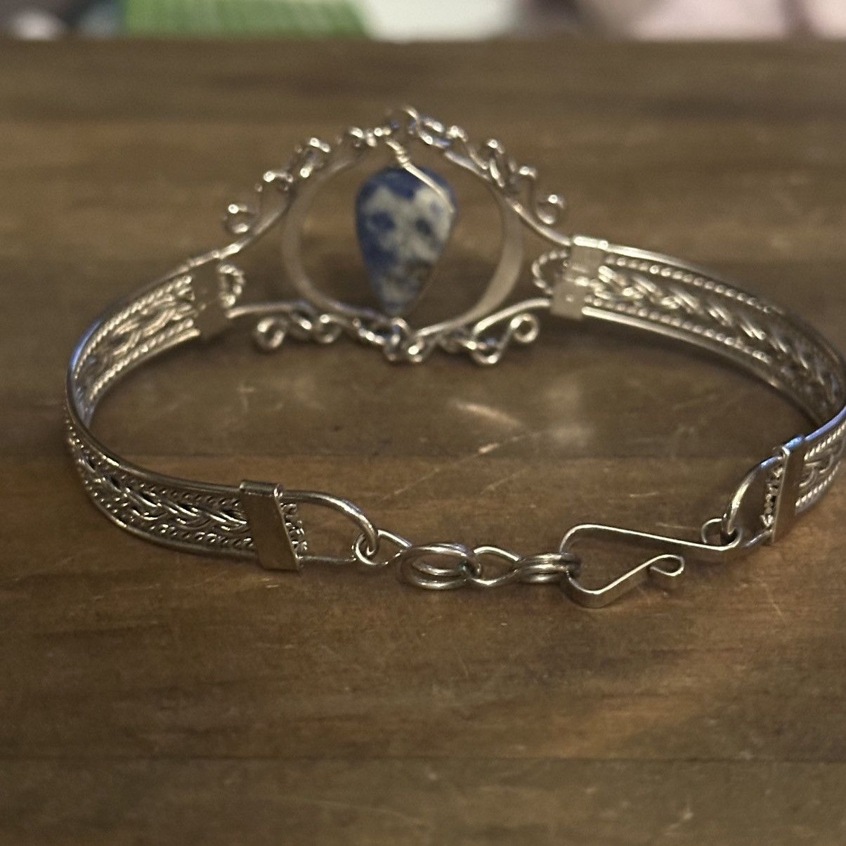 Vintage Vintage silver Sodalite stone filigree bracelet Size ONE SIZE - 7 Thumbnail