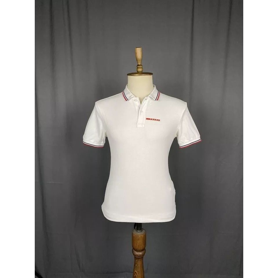 Prada Prada Red Tab Luxury Men's White Polo T-Shirt Size L Size US L / EU 52-54 / 3 - 1 Thumbnail