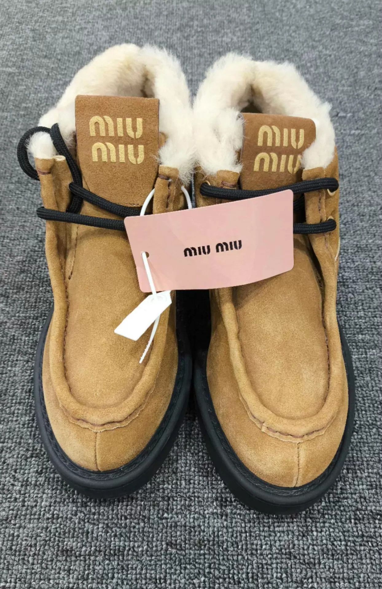 Miu Miu MIU MIU Women's New Camel Suede Short Loafers 37 Size US 6.5 / IT 36.5 - 2 Thumbnail