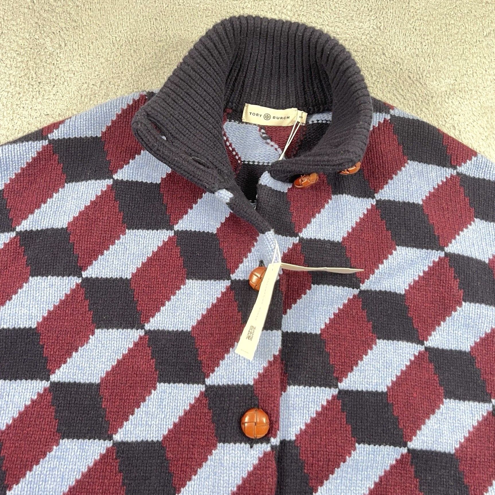 Tory Burch Tory Burch Women's Sweater Coat Size M Multicolor Knit Chunky-Knit Turtleneck Casual Fall Winter Size M / US 6-8 / IT 42-44 - 2 Thumbnail