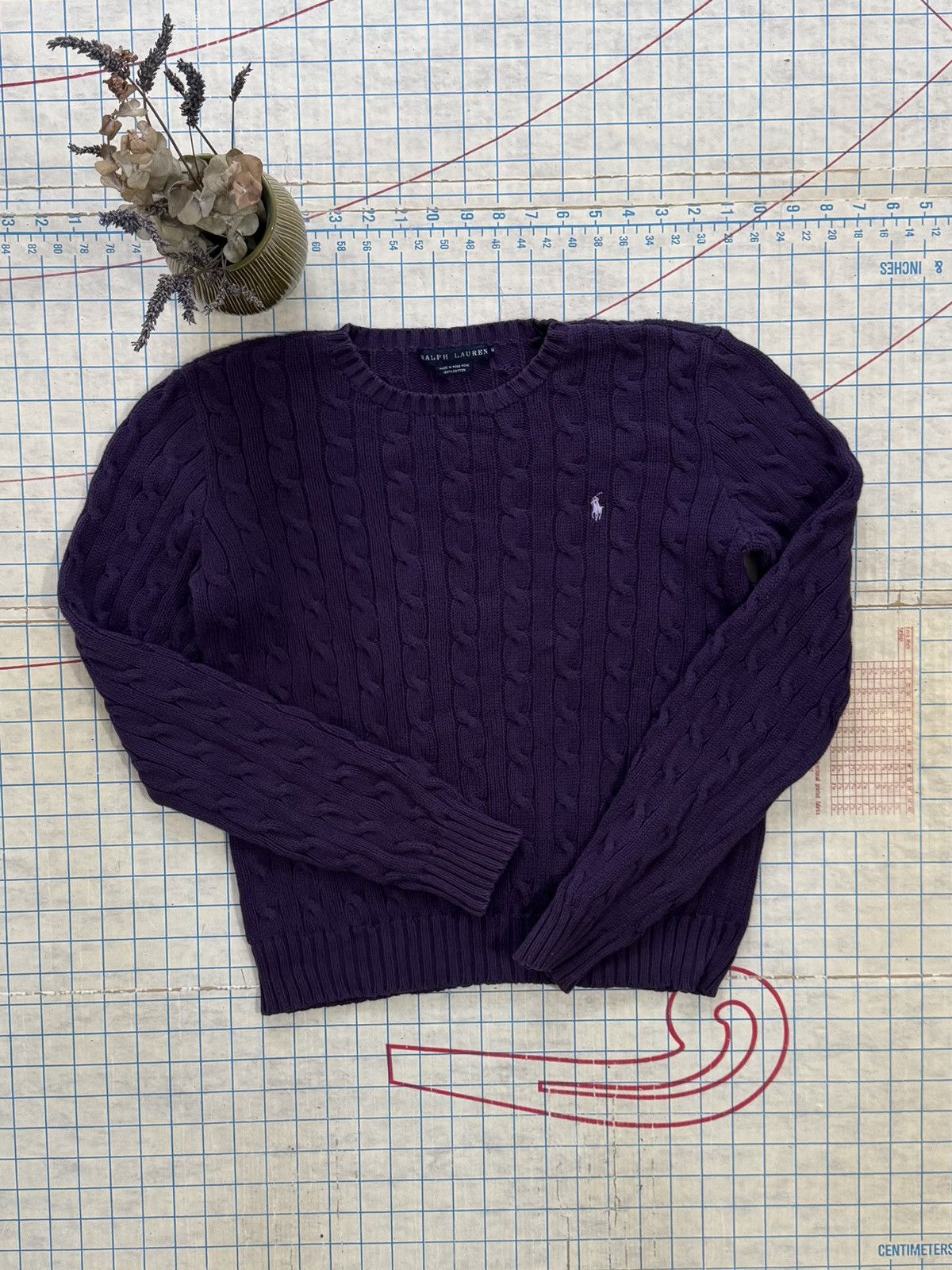 Polo Ralph Lauren × Ralph Lauren Ralph Lauren Cable Knit Sweater Purple Women’s Size Medium Size M / US 6-8 / IT 42-44 - 6 Thumbnail