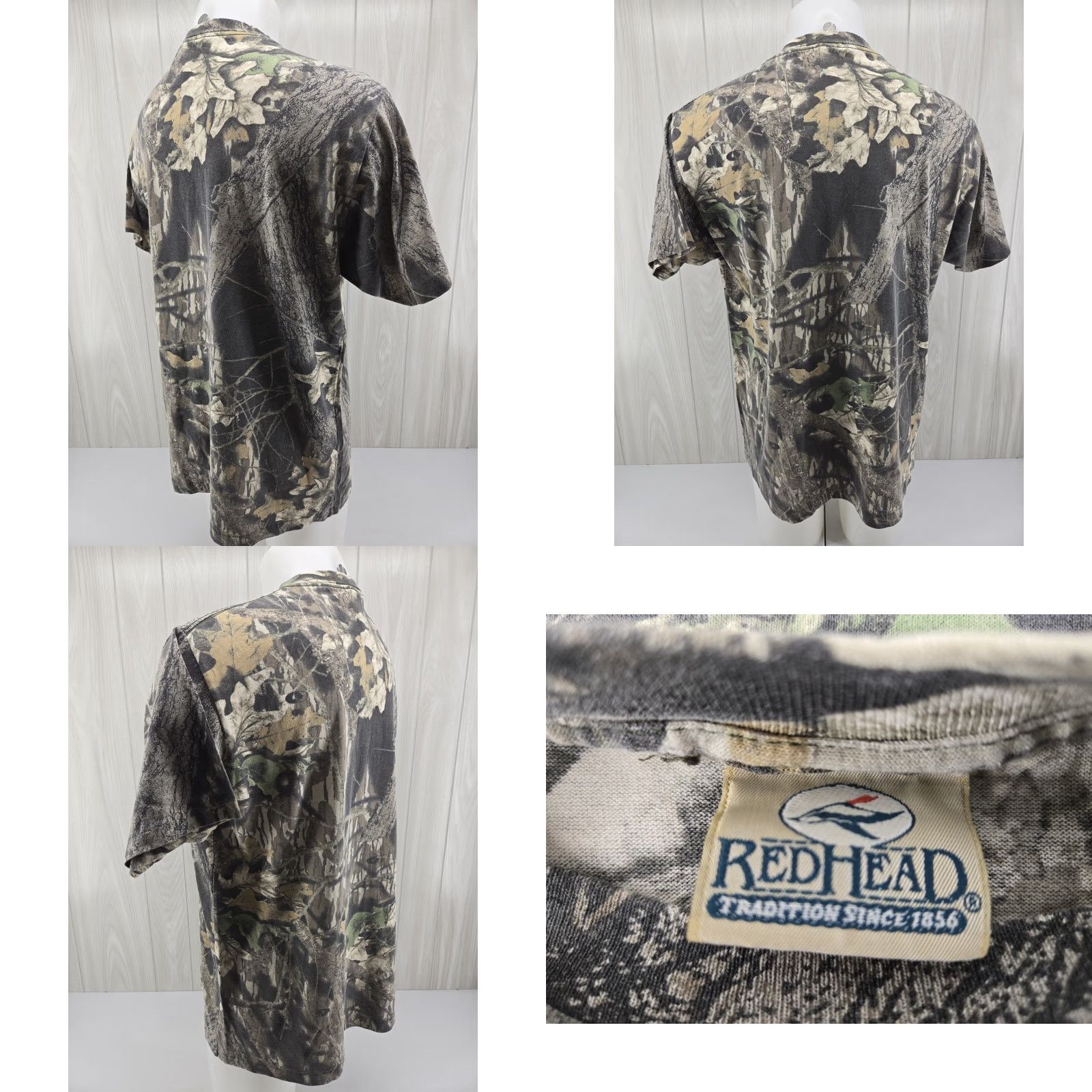 Vintage VTG RedHead Mossyoak Breakup Camouflage T Shirt Large Short Sleeve Pocket USA Mens Shirt Size US L / EU 52-54 / 3 - 8 Thumbnail