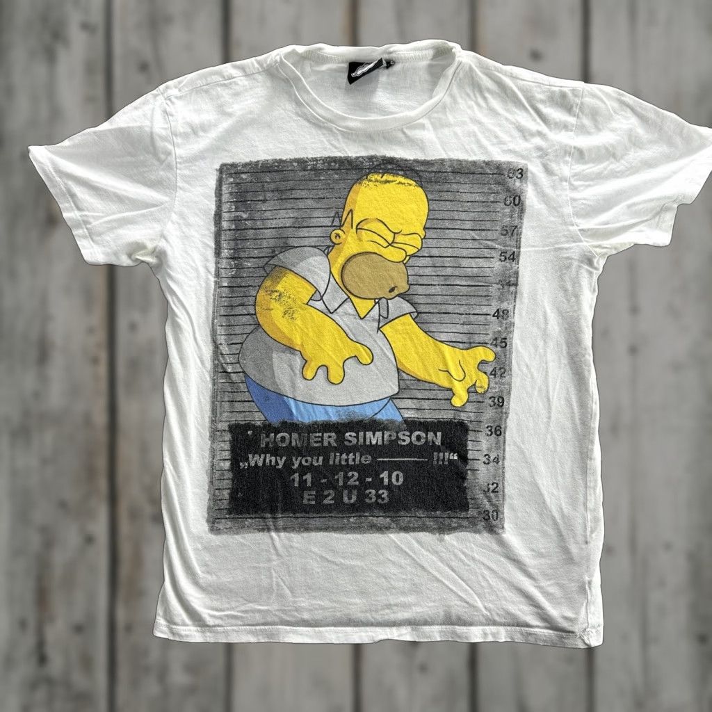 Vintage VINTAGE The Simpsons Shirt T-Shirt Homer Simpson Graphic Mugshot Tee Mens Large White Graphic Print 90s Pop Culture Mens Size US L / EU 52-54 / 3 - 1 Thumbnail