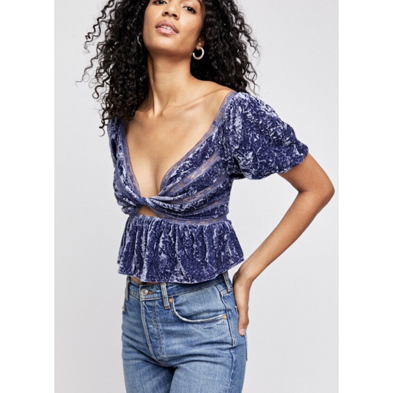 Free People Free People Yours Truly Velvet Top XS women Y2K OB1231649 Size XS / US 0-2 / IT 36-38 - 1 Thumbnail