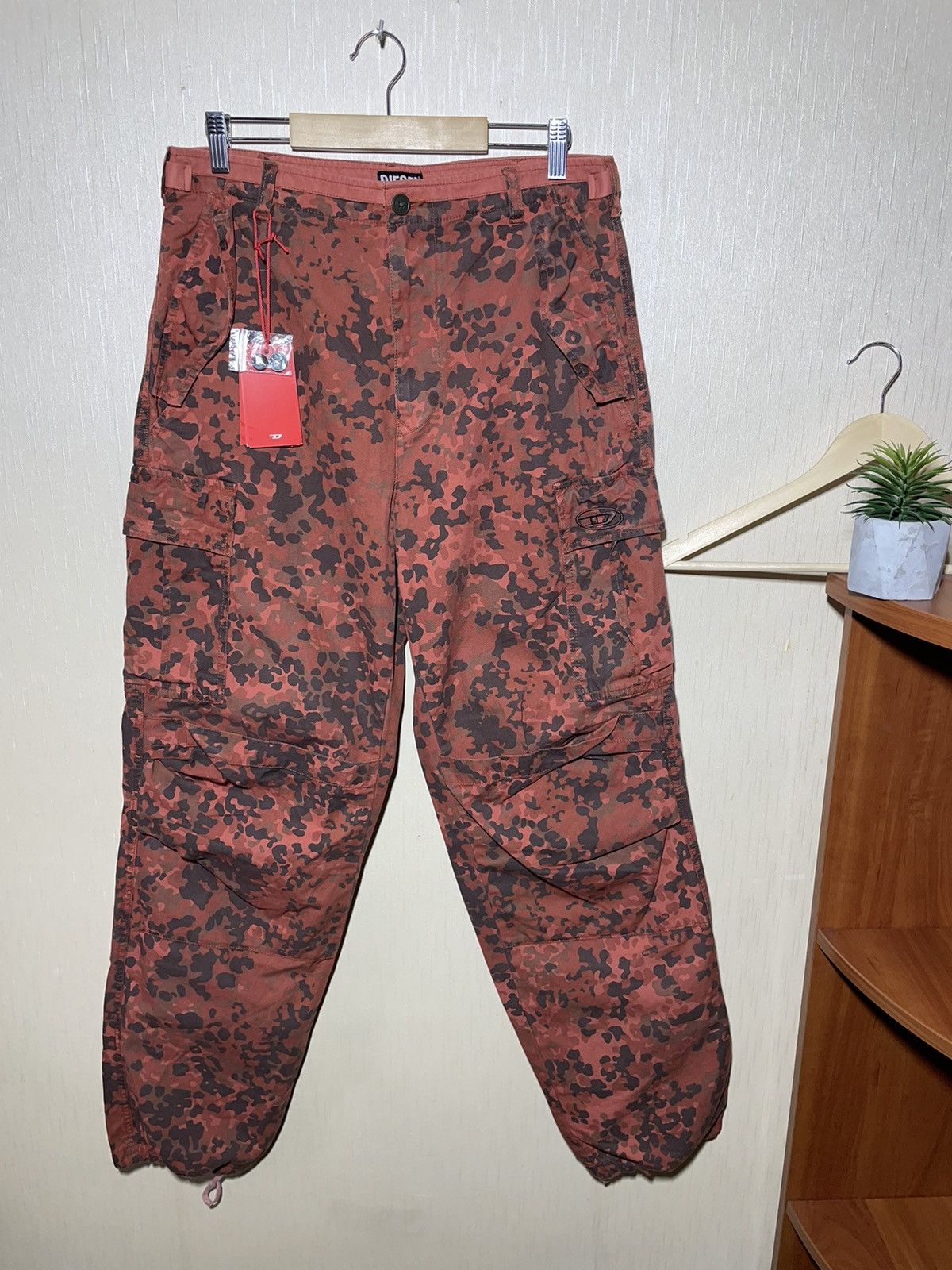 image of Diesel Multipocket Cargo Pants in Orange, Men's (Size 31)