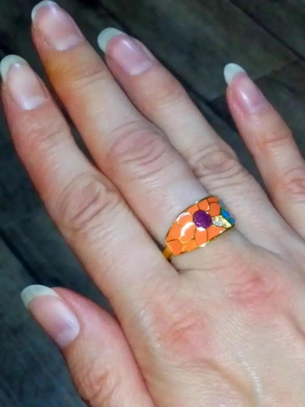 Jewelry Colorful Charming Flower Enamel Ring ( size 6 to 10 ) Size ONE SIZE - 5 Thumbnail