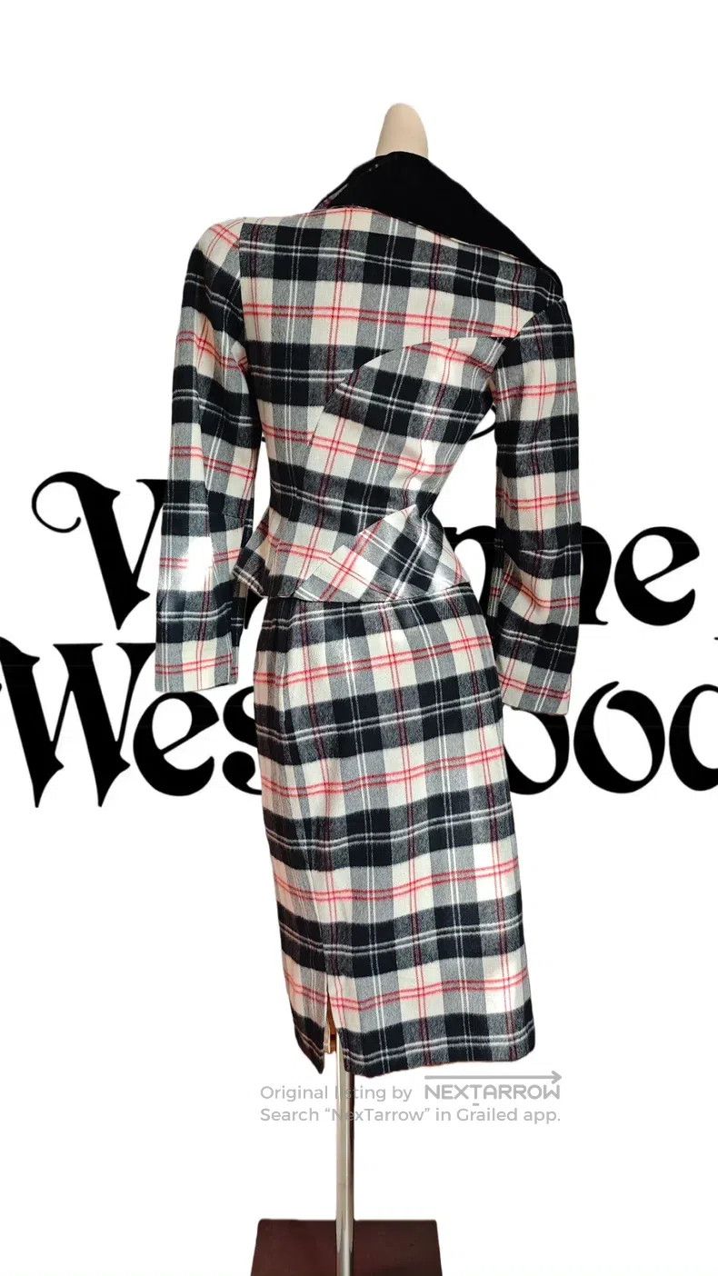 Vivienne Westwood Vivienne Westwood Black and White Plaid Velvet Suit Size S / US 4 / IT 40 - 4 Thumbnail