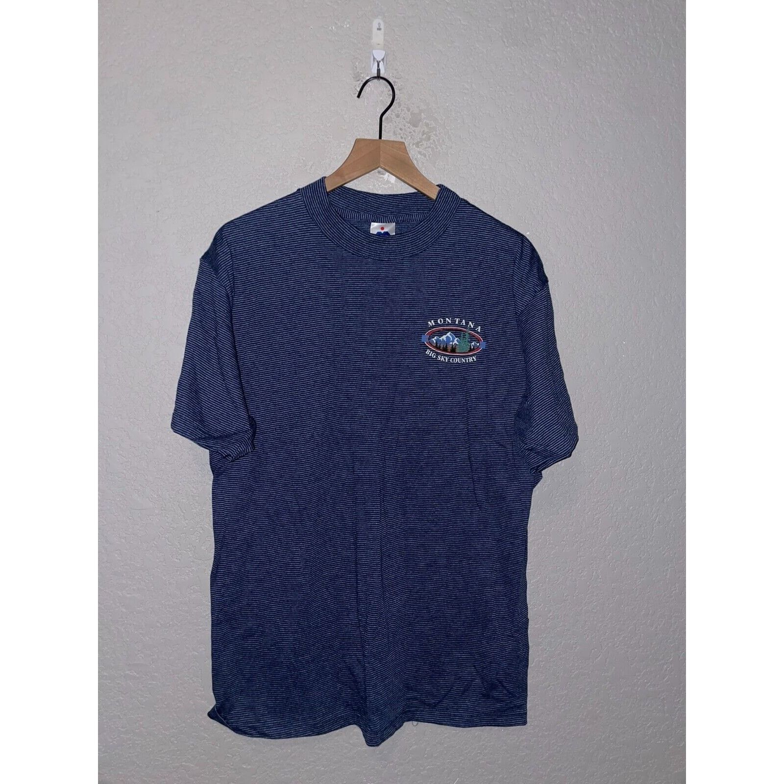 Vintage 90s Miller Montana Big Sky Country Blue Striped Shirt Size US L / EU 52-54 / 3 - 1 Thumbnail