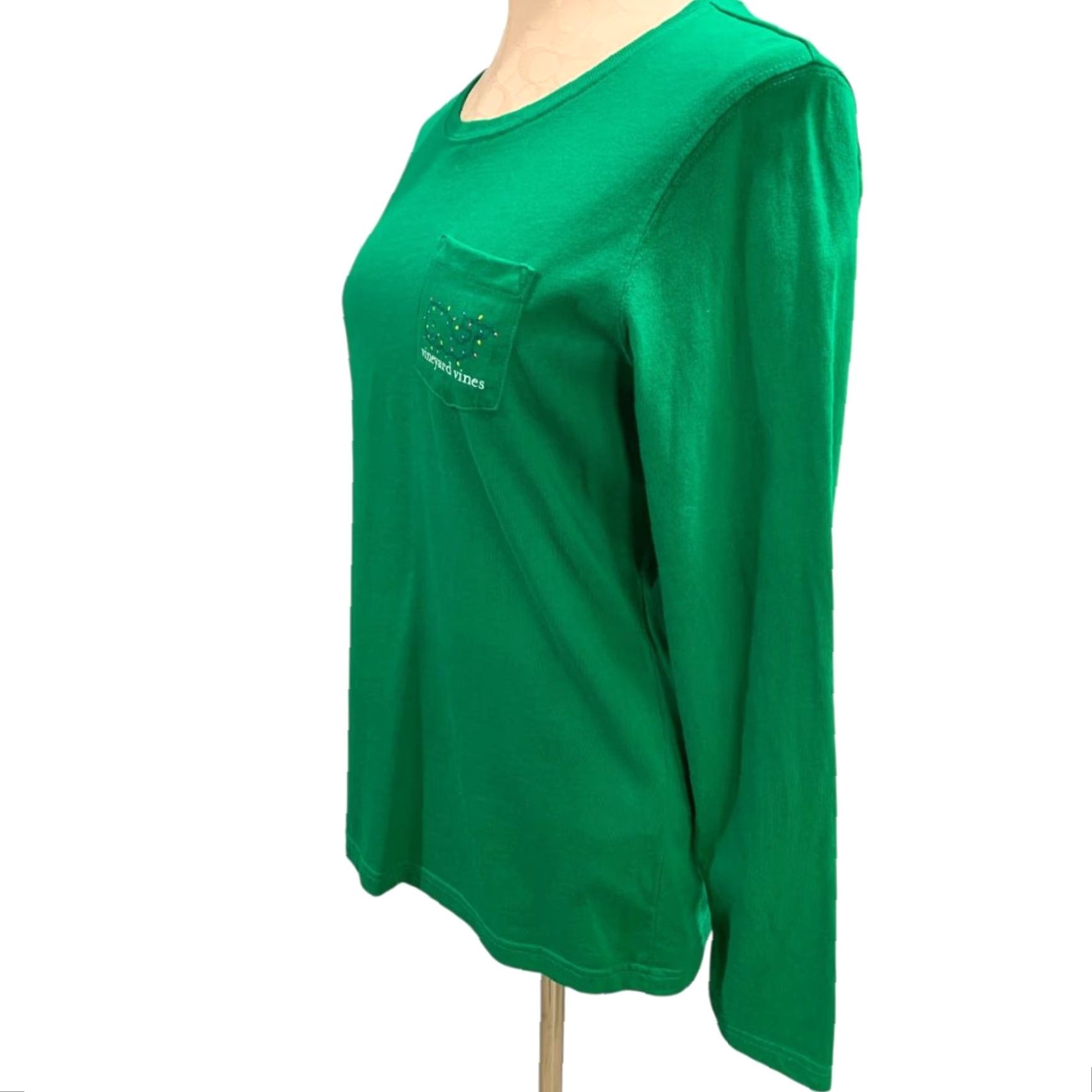 Vineyard Vines VINTAGE Vineyard Vines Womens Holiday 2015 Green Long Sleeve Tshirt M Green Womens 2015 Holiday Tshirt Size M / US 6-8 / IT 42-44 - 6 Thumbnail