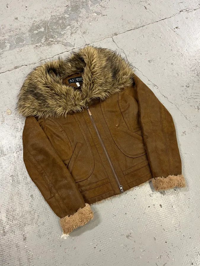 Armani Armani Faux Fur Collar Brown Leather Jacket Size M / US 6-8 / IT 42-44 - 4 Thumbnail
