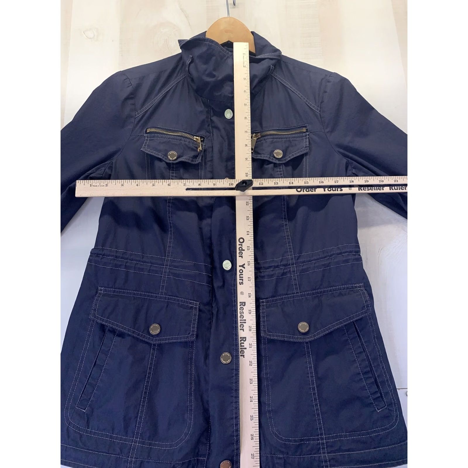 Michael Kors Michael Kors Womens Blue Zipper Pocket Button Jacket Sz M-5786 Size M / US 6-8 / IT 42-44 - 3 Thumbnail
