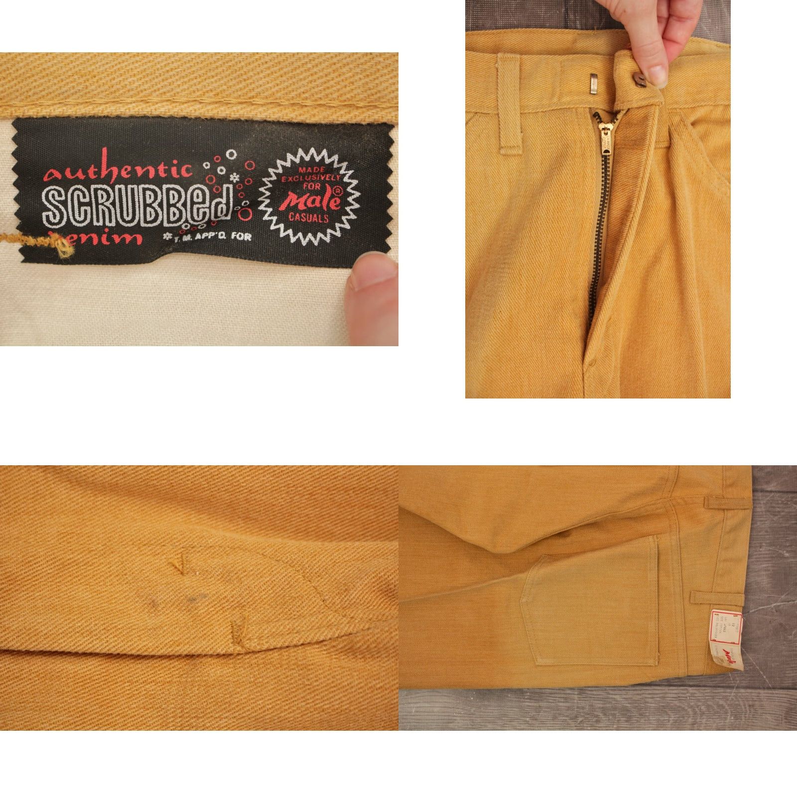 Denime VINTAGE Men’s VTG 1960s NOS Khaki Tapered Leg Pants 32x31 Beige Cotton Polyester 60s Western Mens Size US 32 / EU 48 - 8 Thumbnail